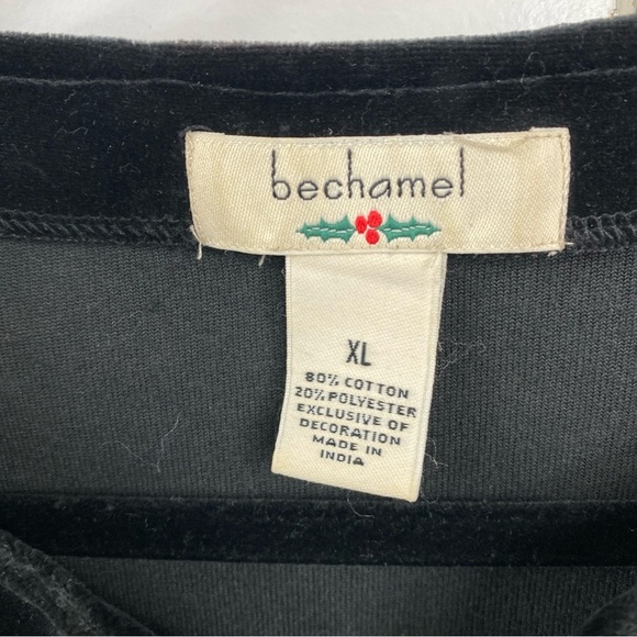 Bechamel Holiday velour sequin snowflakes party top Christmas XL Extra Large - Picture 3 of 5